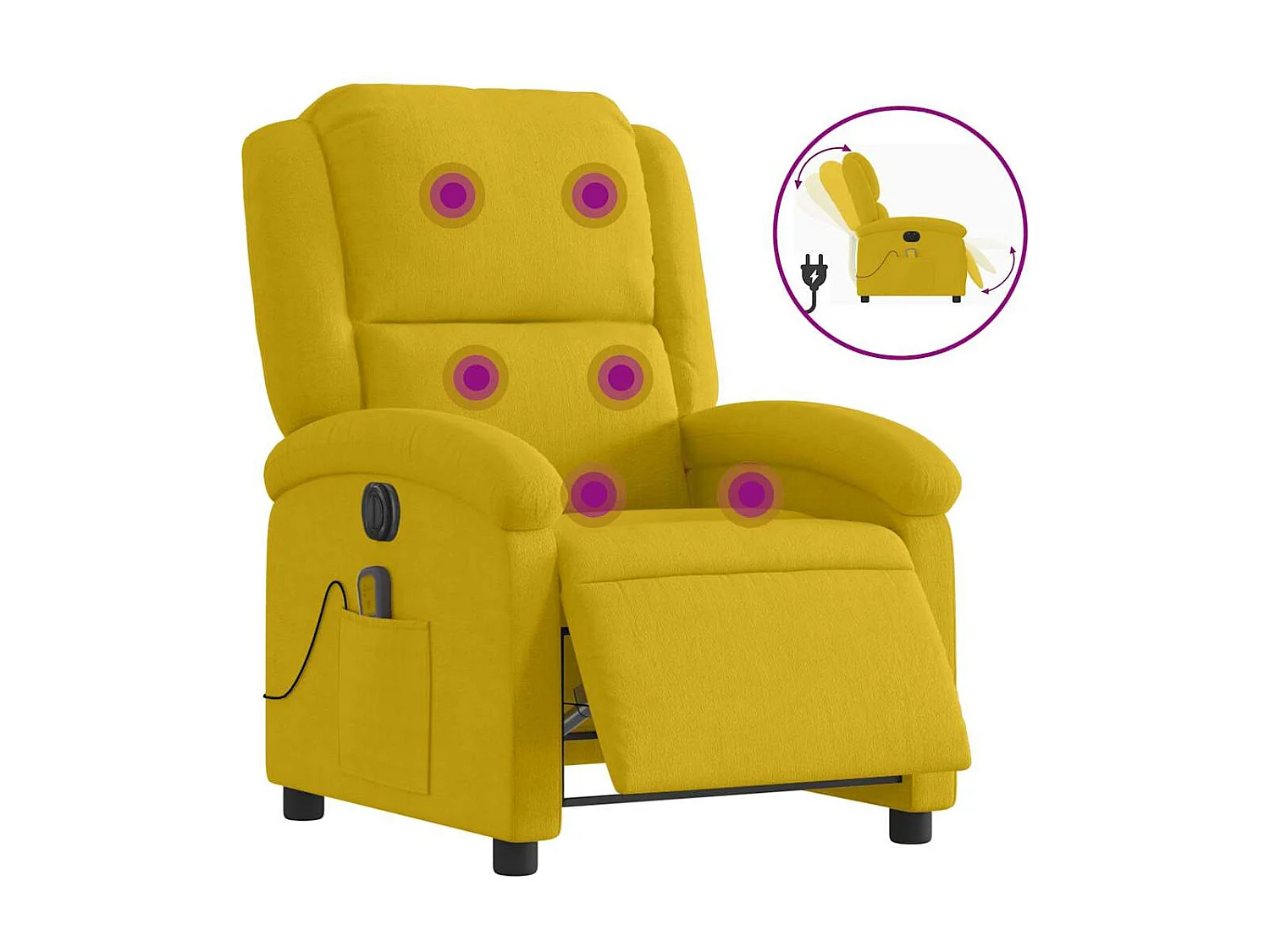 Fauteuil inclinable de massage électrique jaune velours