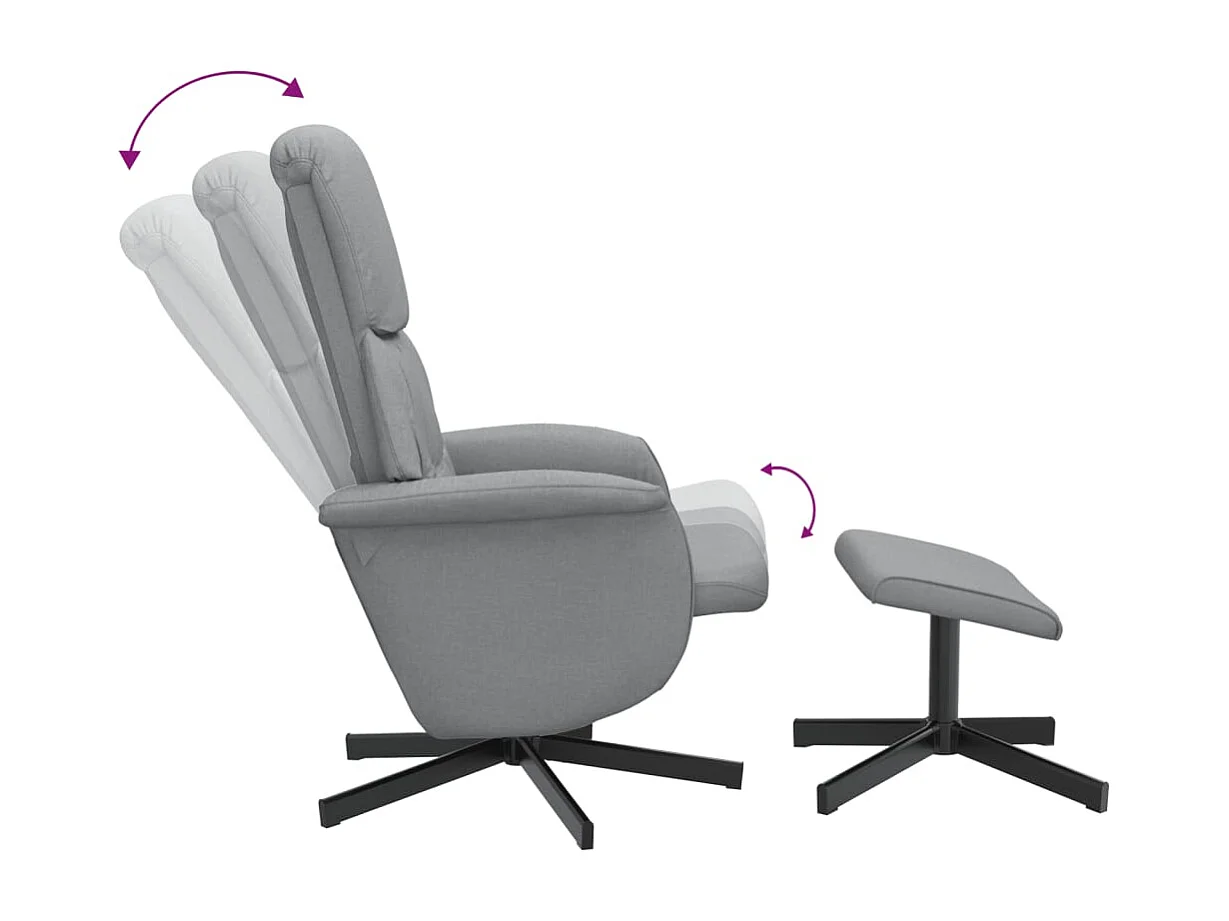 Fauteuil inclinable avec repose-pied gris clair tissu