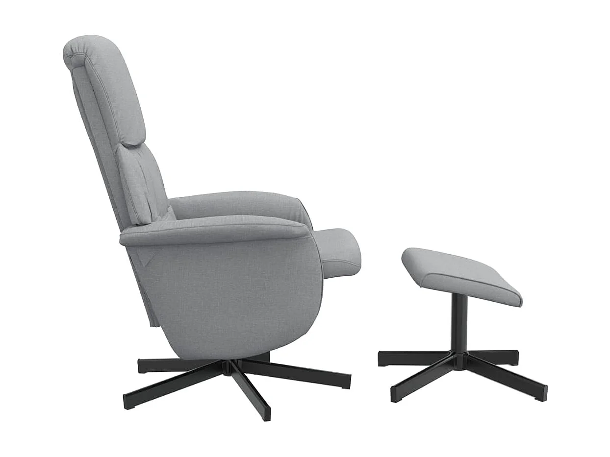 Fauteuil inclinable avec repose-pied gris clair tissu