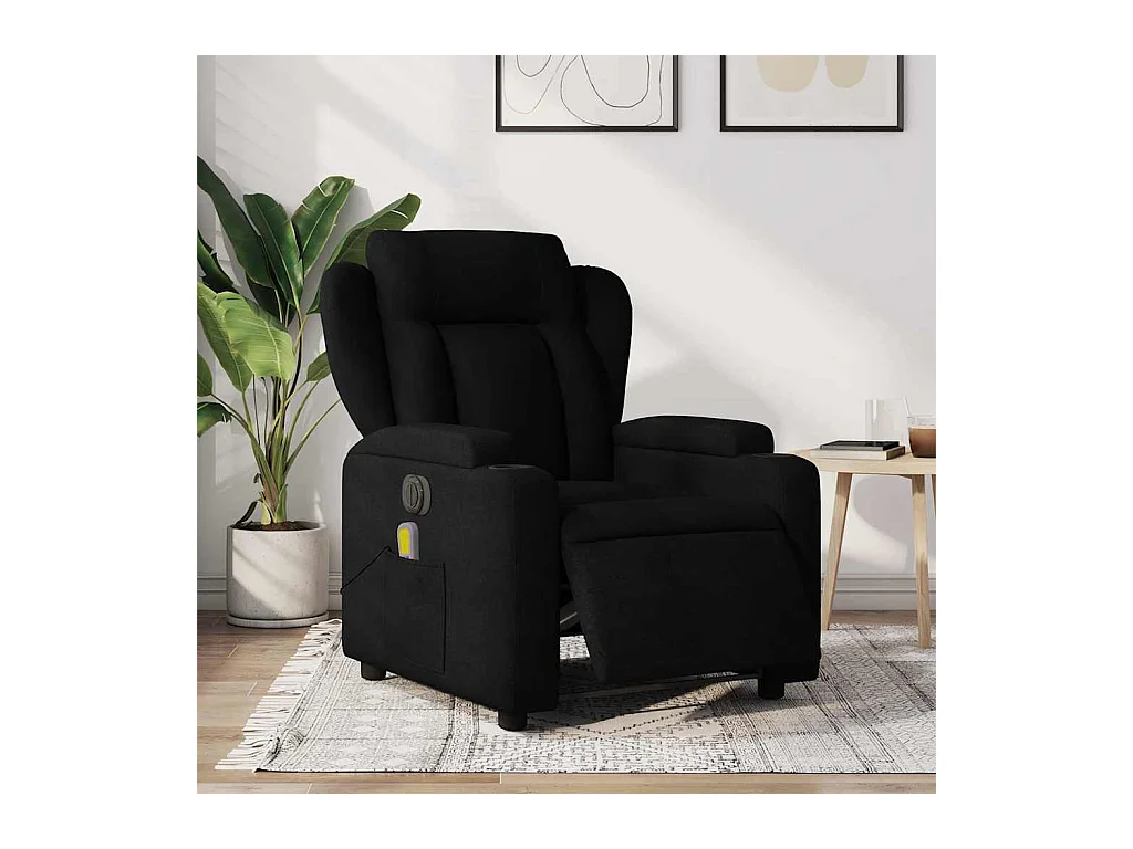 Fauteuil de massage inclinable électrique Noir Tissu