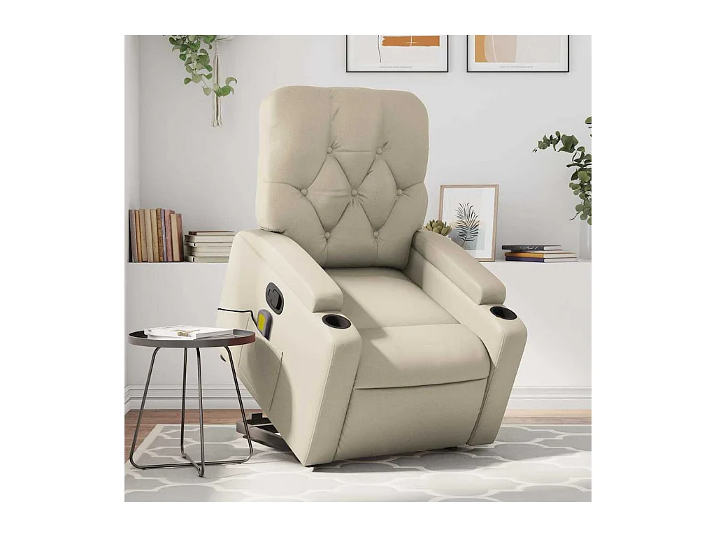 Fauteuil inclinable de massage Crème Similicuir