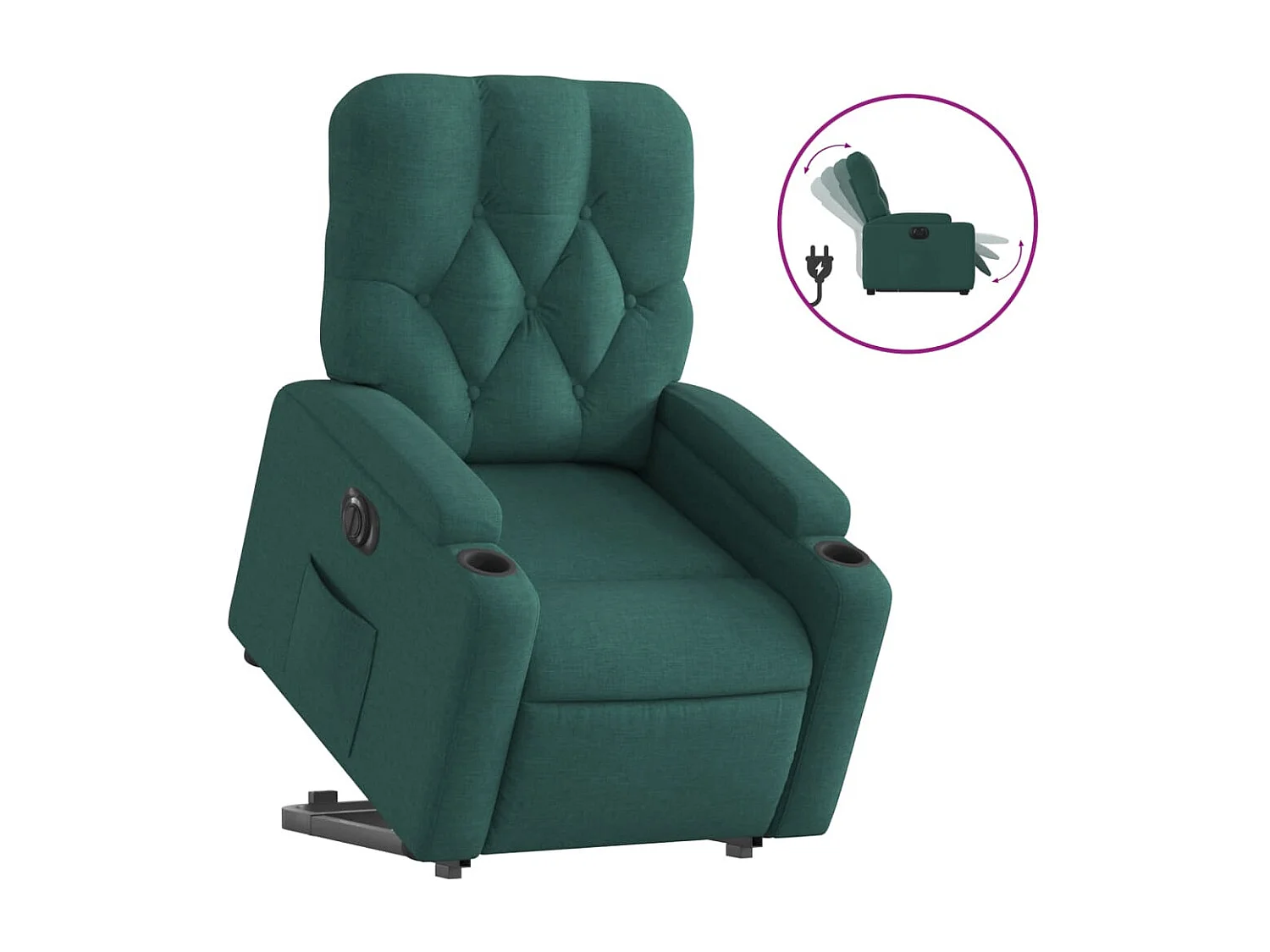 Fauteuil inclinable électrique vert foncé tissu