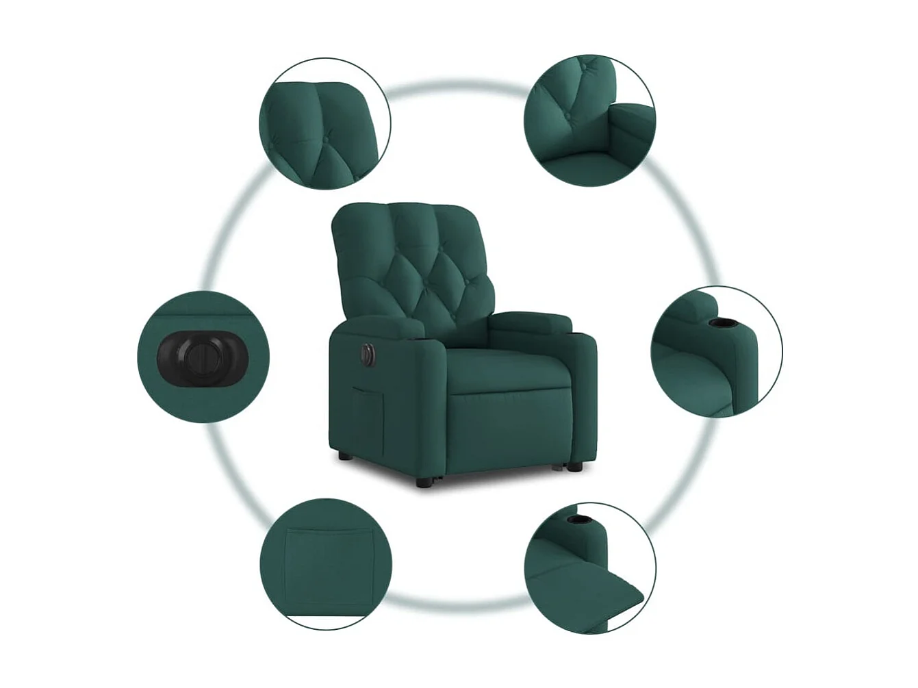Fauteuil inclinable électrique vert foncé tissu