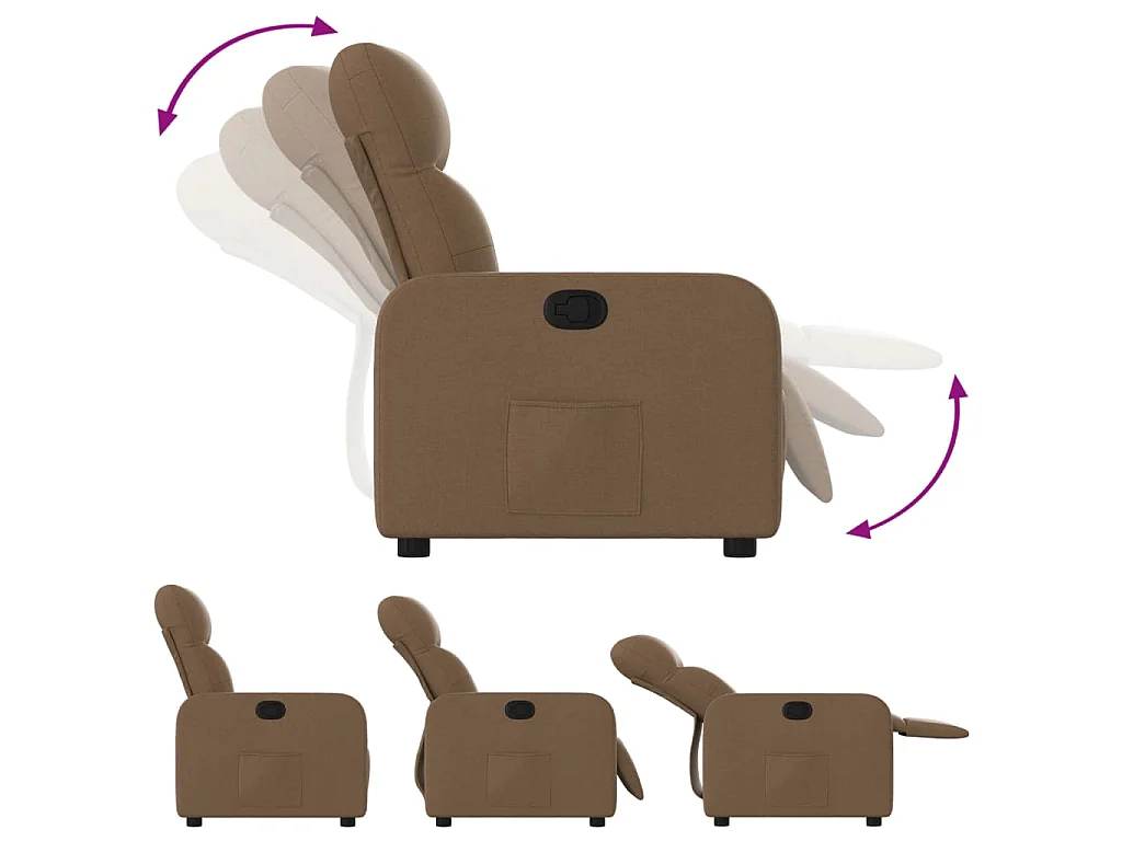 Fauteuil verstelbaar stof bruin