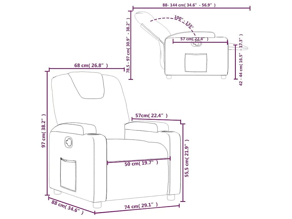 Sillón reclinable de cuero sintético rojo