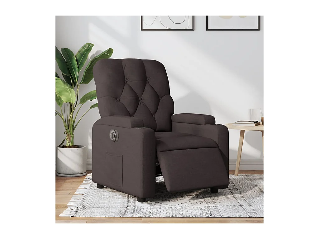 Fauteuil inclinable électrique Marron foncé Tissu