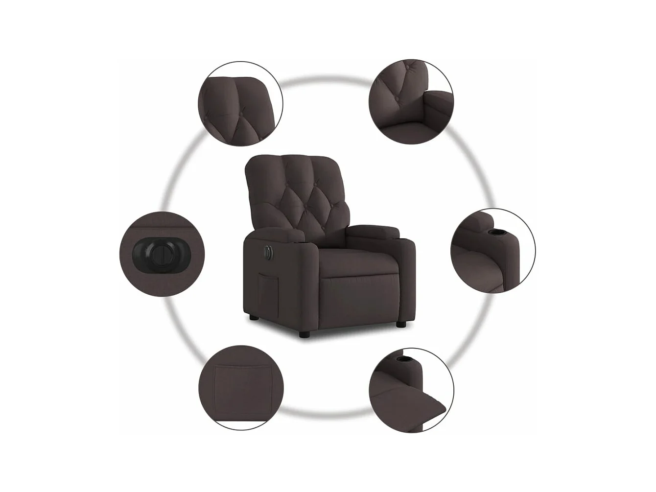 Relaxsessel Elektrisch Dunkelbraun Stoff