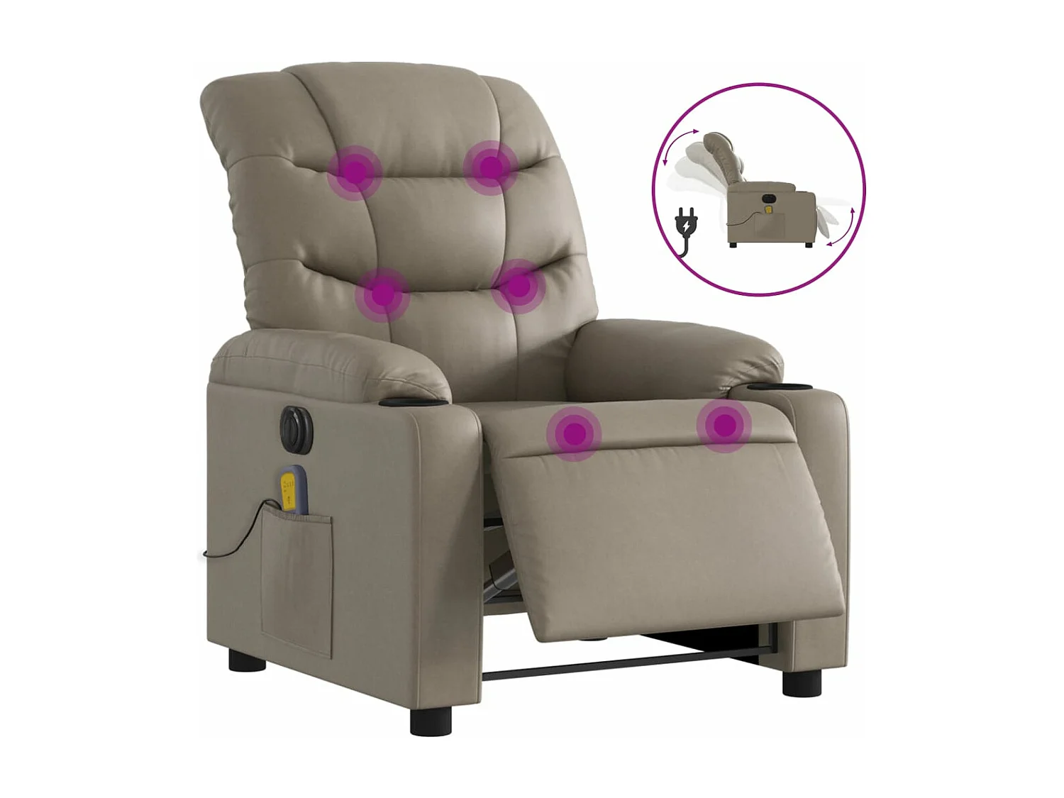 Fauteuil de massage inclinable électrique cappuccino similicuir
