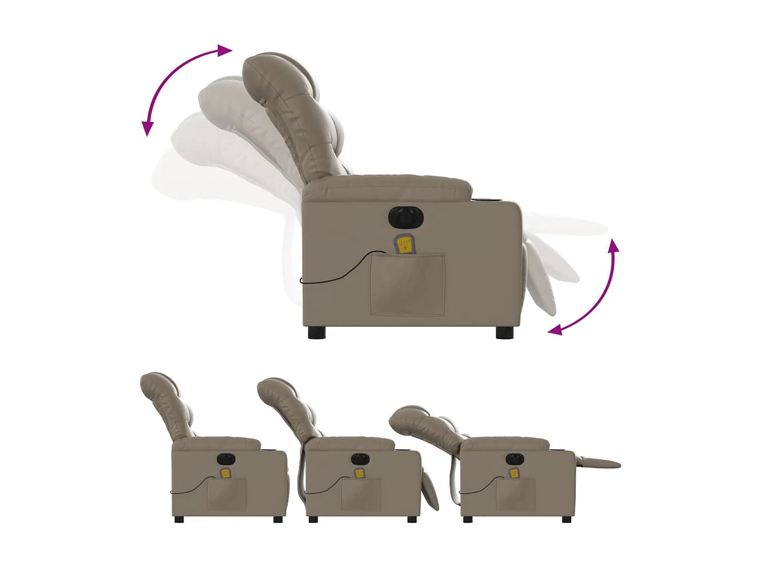 Fauteuil de massage inclinable électrique cappuccino similicuir