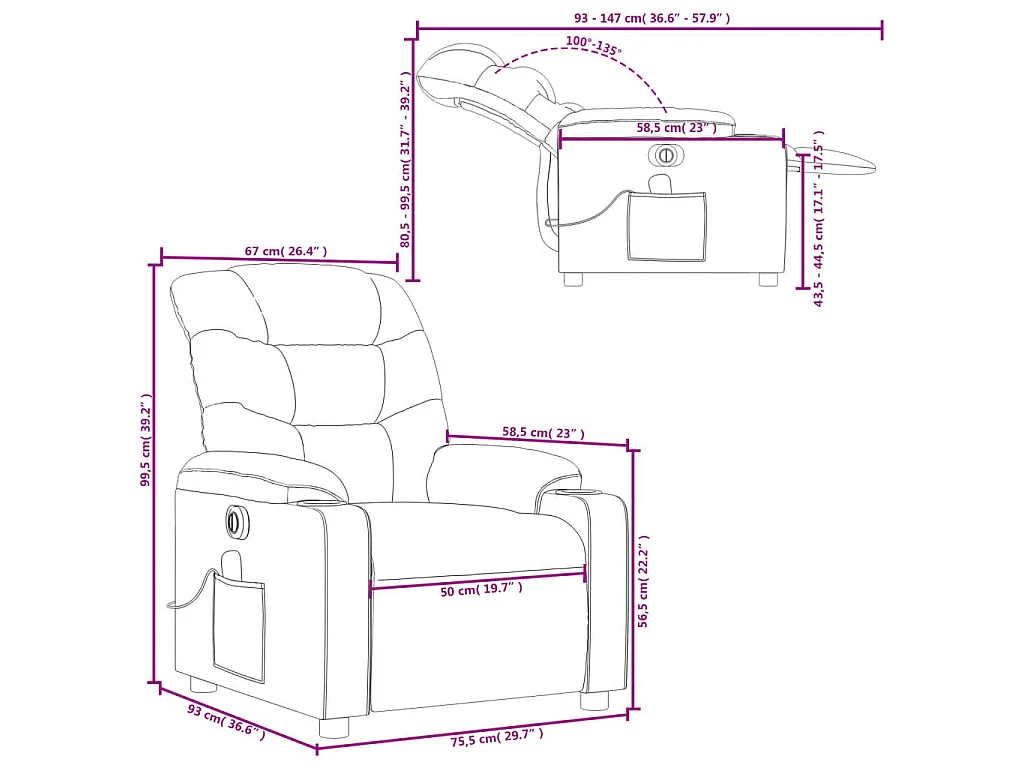 Massagesessel Elektrisch Cappuccino-Braun Kunstleder
