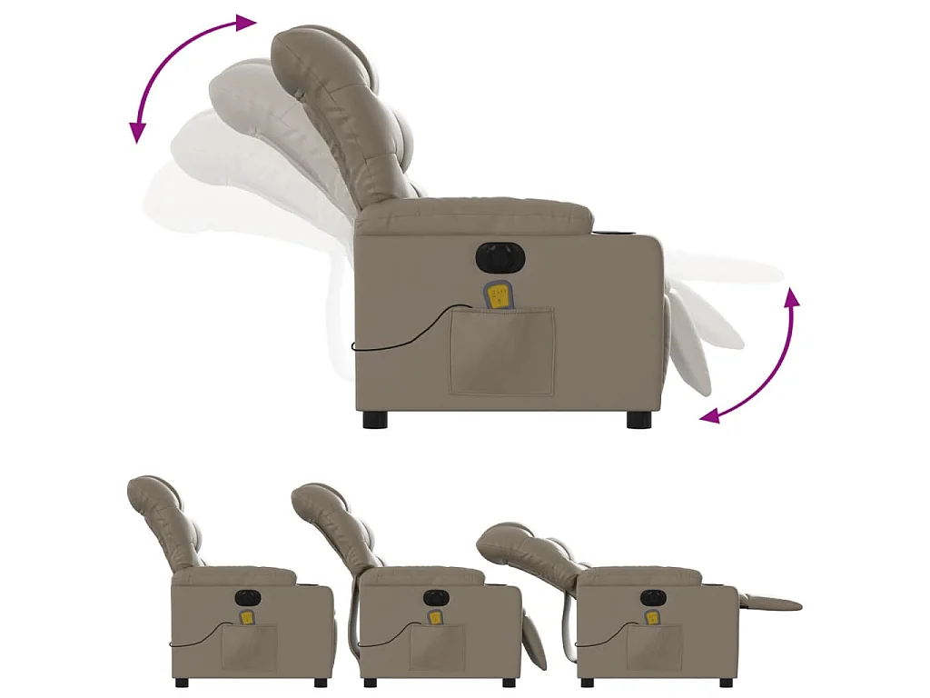 Massagesessel Elektrisch Cappuccino-Braun Kunstleder