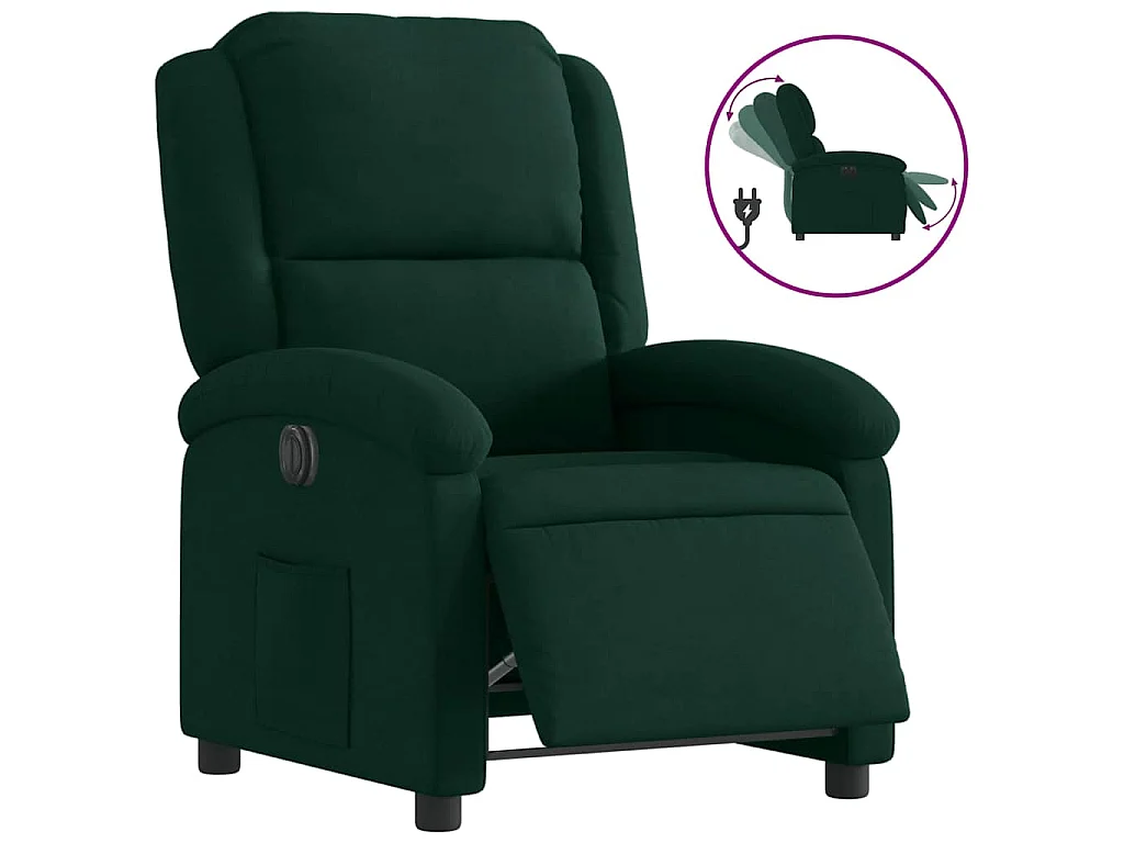 Fauteuil inclinable électrique vert foncé velours