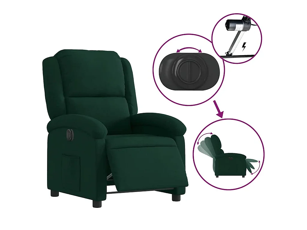 Fauteuil inclinable électrique vert foncé velours