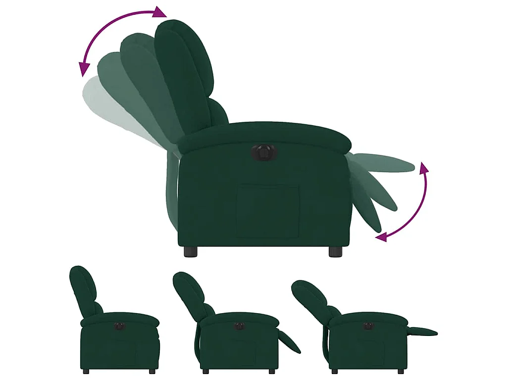 Fauteuil inclinable électrique vert foncé velours