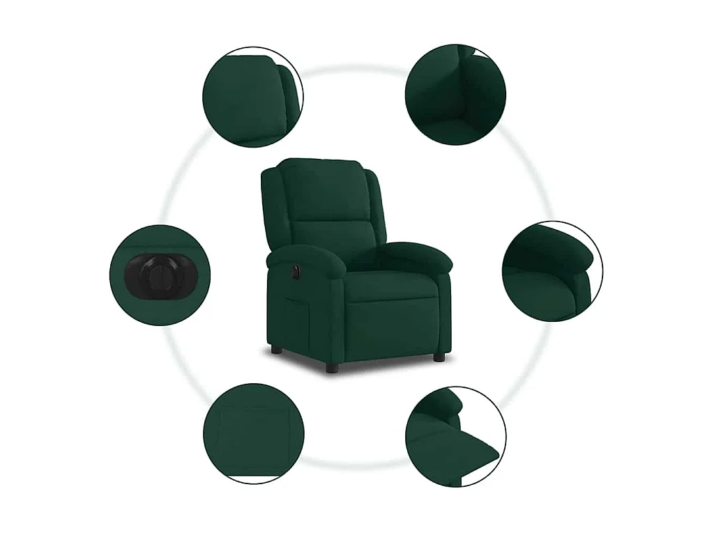 Fauteuil inclinable électrique vert foncé velours