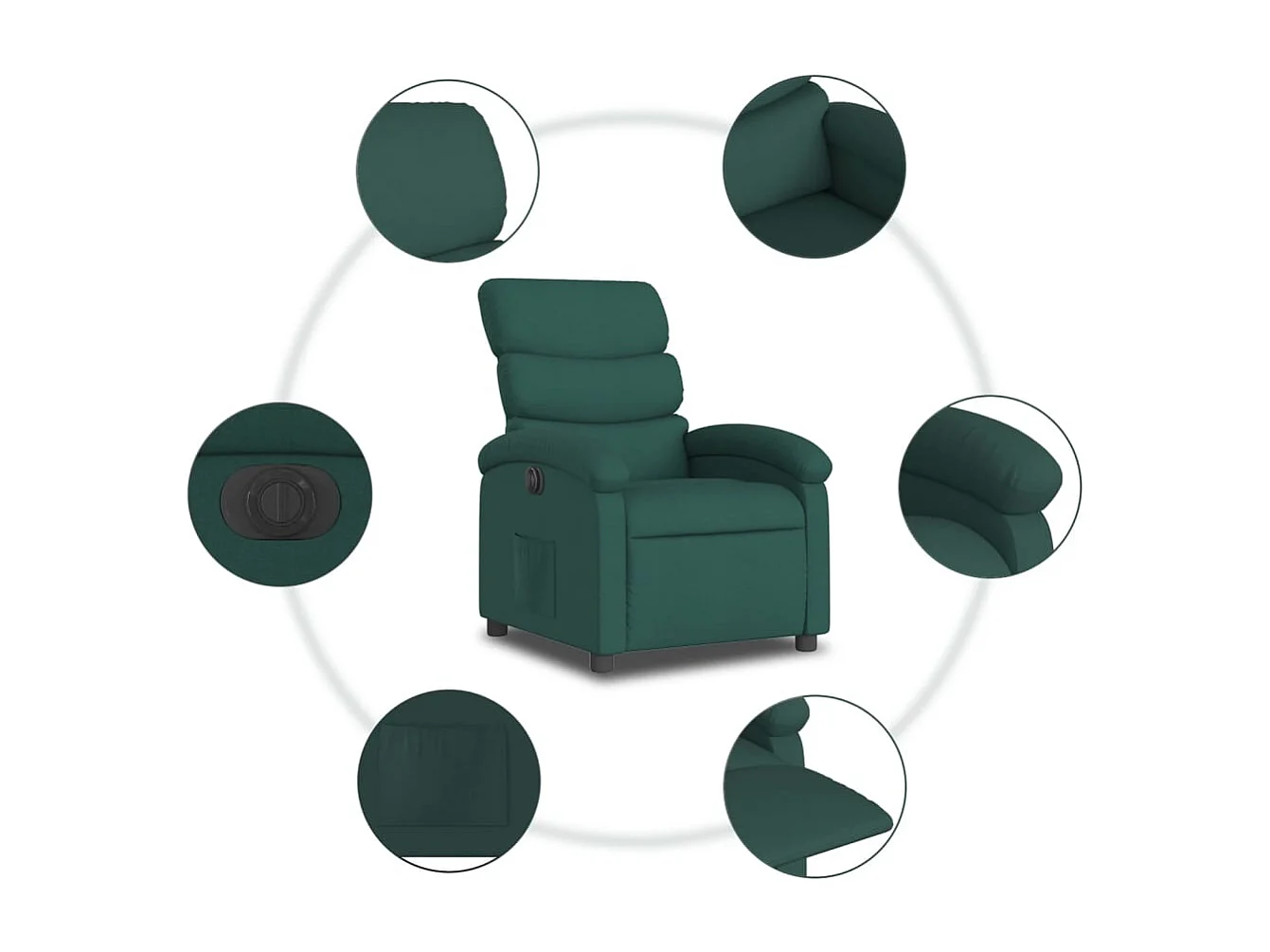 Fauteuil inclinable électrique Vert foncé Tissu