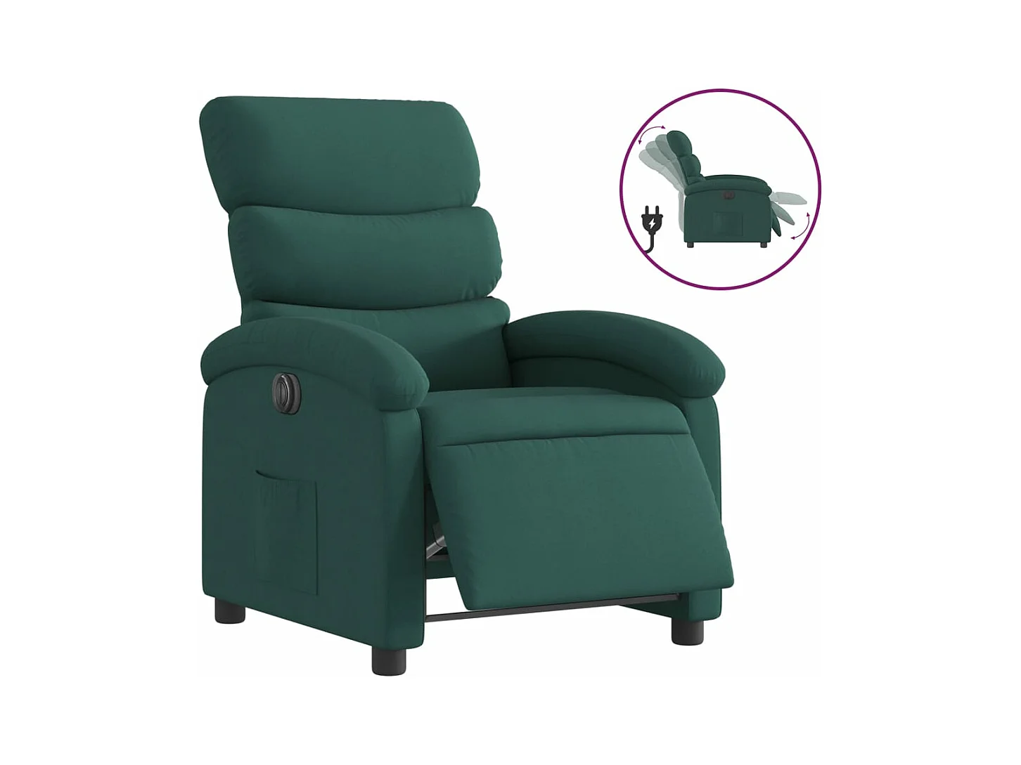 Fauteuil inclinable électrique Vert foncé Tissu