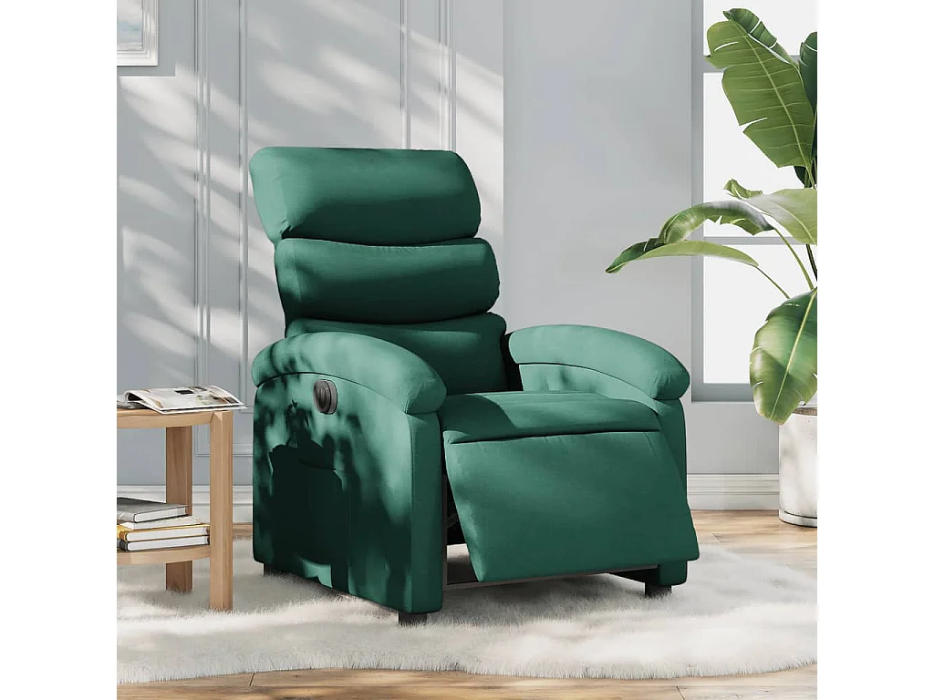 Fauteuil inclinable électrique Vert foncé Tissu
