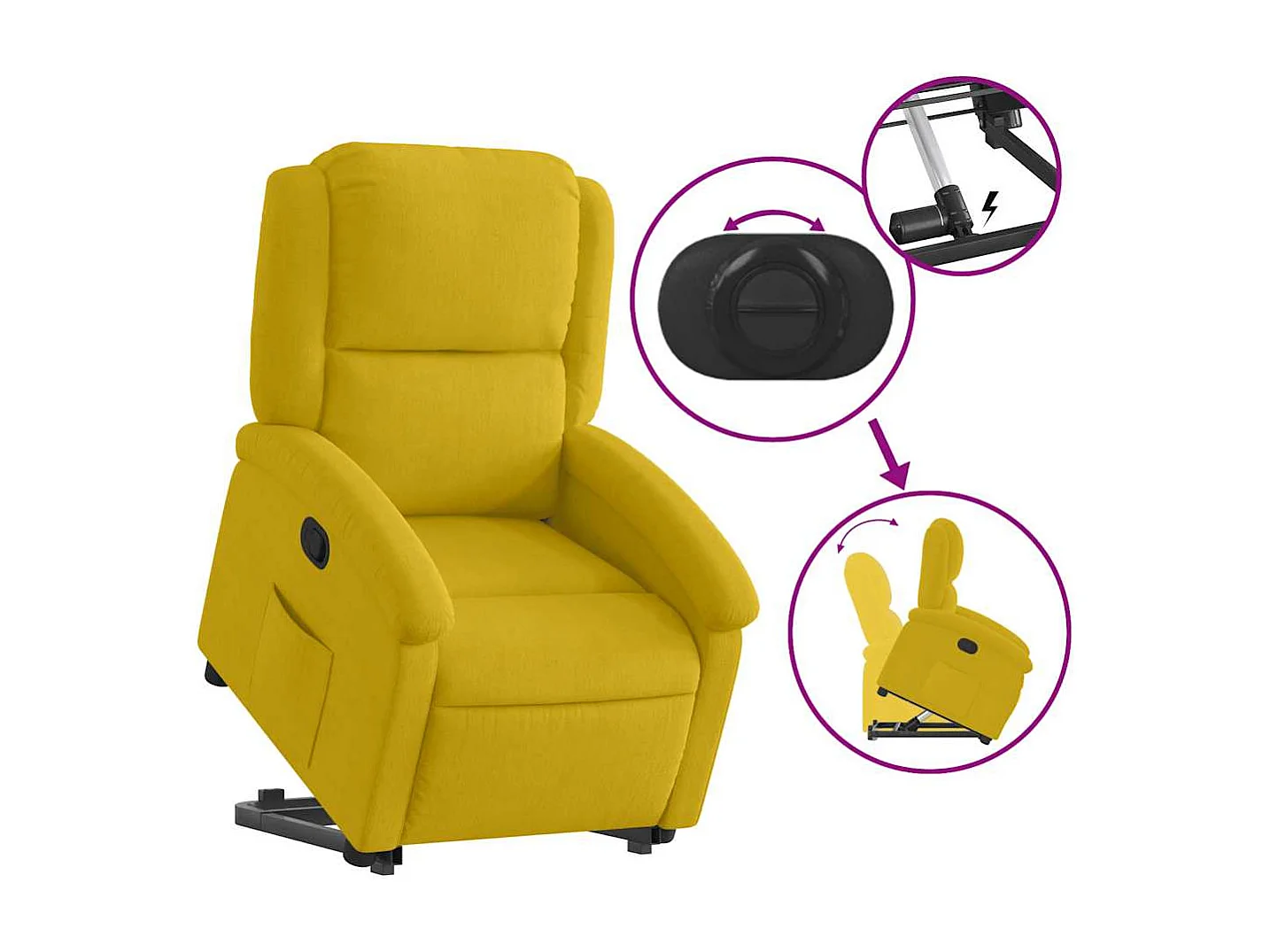 Fauteuil inclinable Jaune Velours