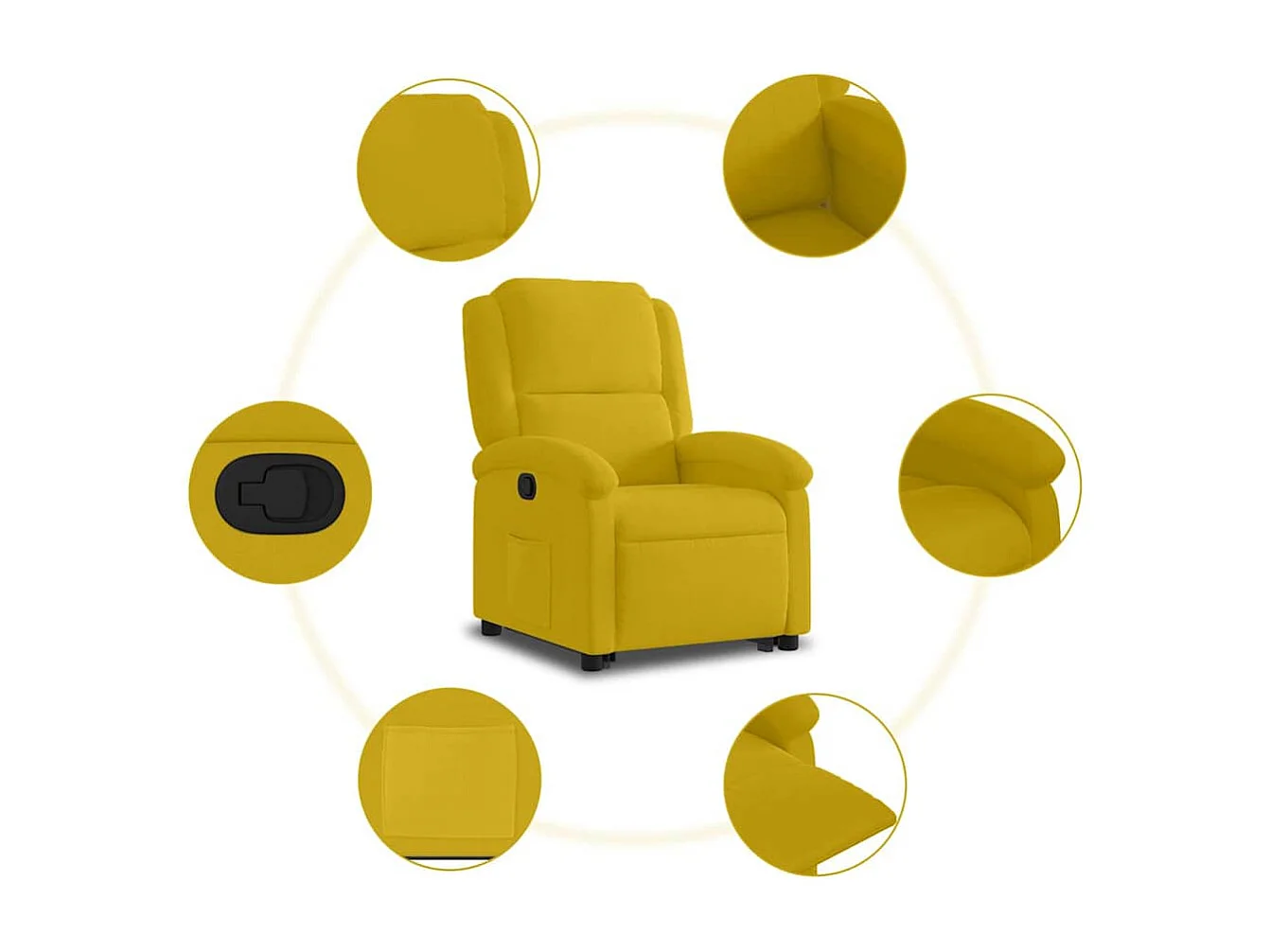 Fauteuil inclinable Jaune Velours