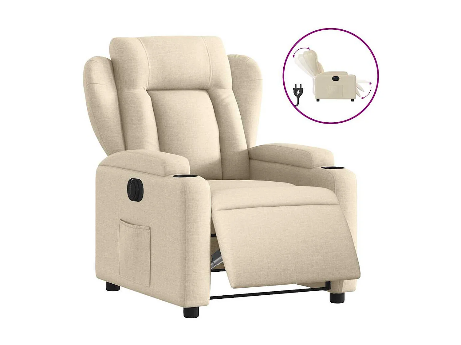 Fauteuil inclinable électrique Crème Tissu