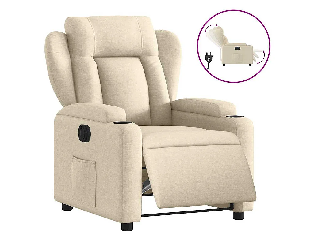 Fauteuil inclinable électrique Crème Tissu