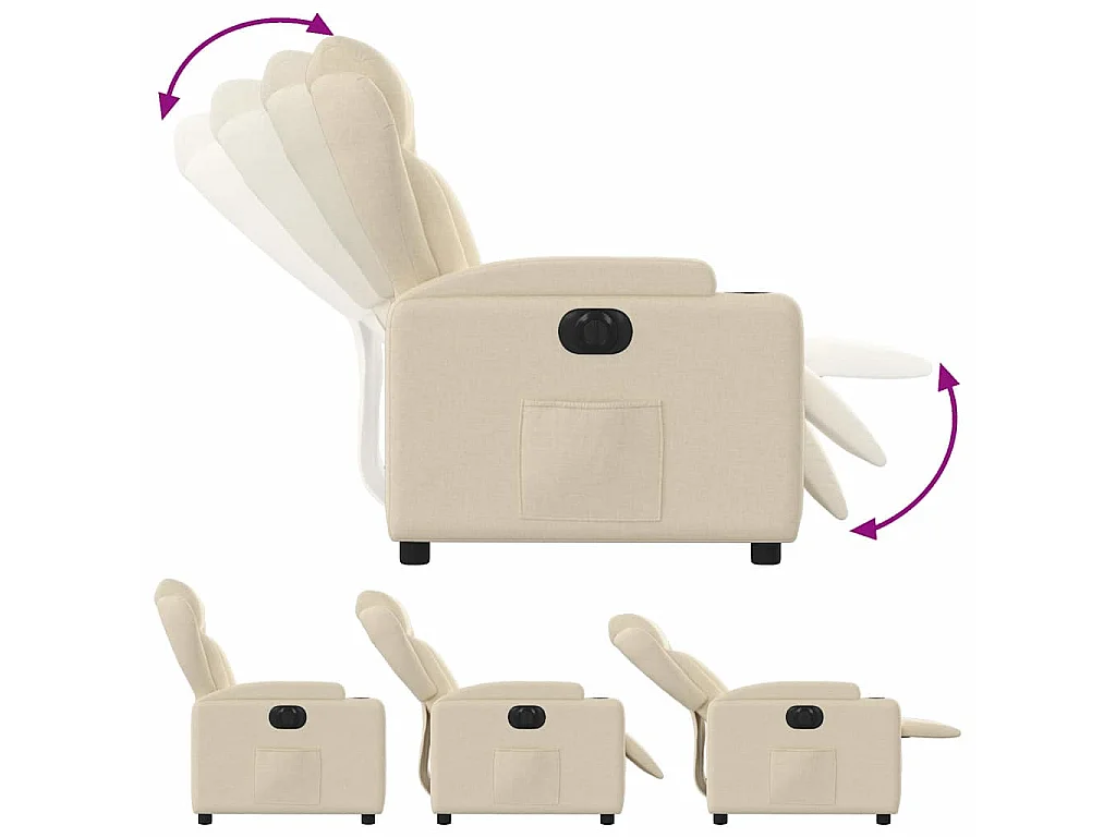 Fauteuil inclinable électrique Crème Tissu