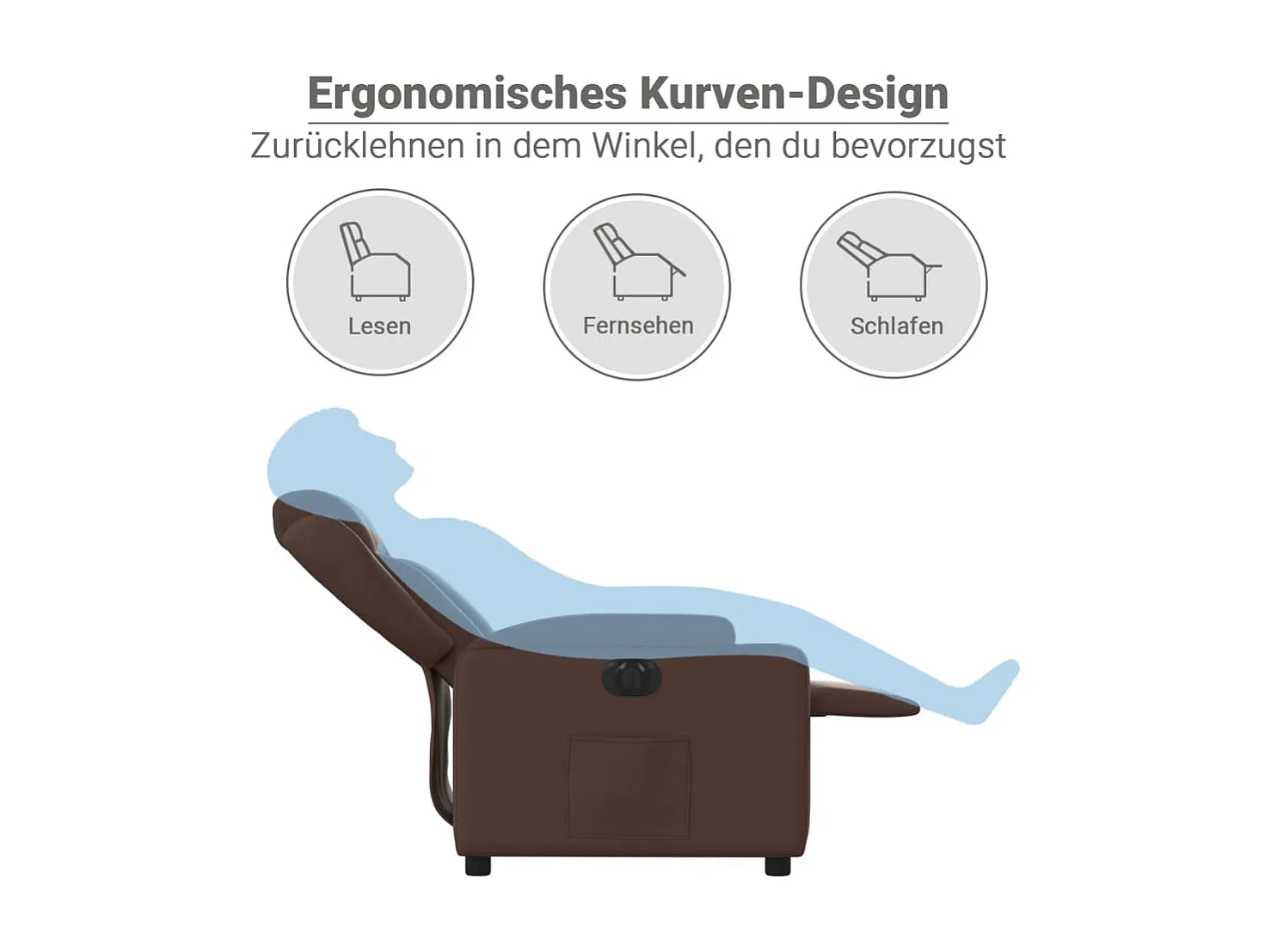 Fauteuil verstelbaar elektrisch kunstleer bruin