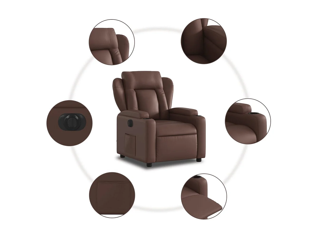 Fauteuil inclinable électrique Marron Similicuir