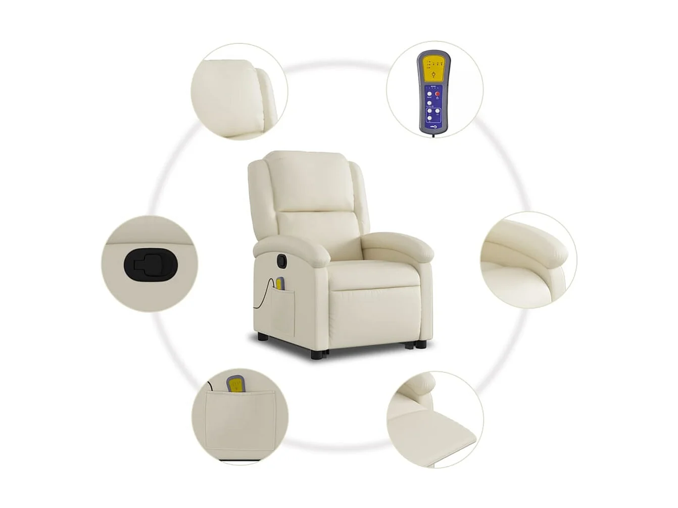 Fauteuil inclinable de massage Crème Similicuir