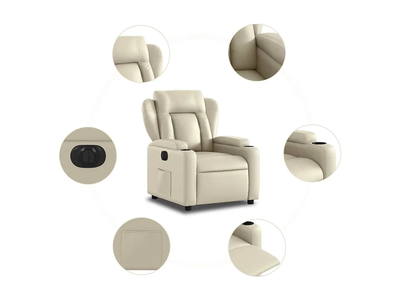 Fauteuil inclinable électrique Crème Similicuir