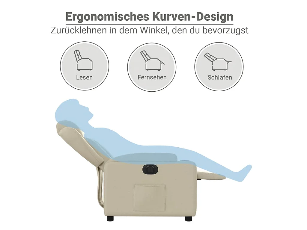 Fauteuil inclinable électrique Crème Similicuir