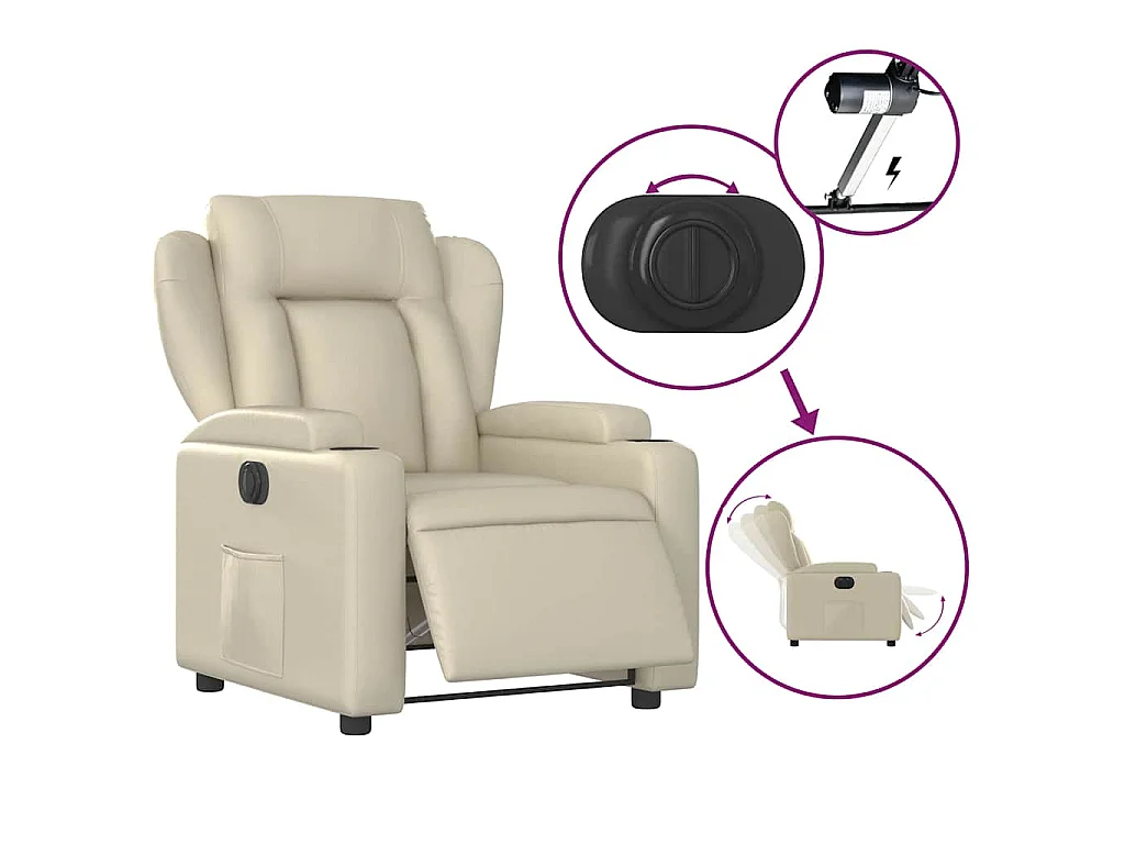 Fauteuil inclinable électrique Crème Similicuir