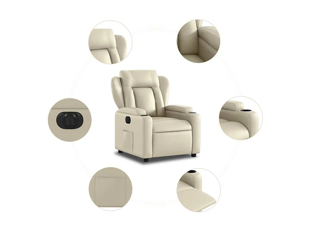 Fauteuil inclinable électrique Crème Similicuir