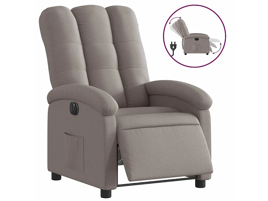 Fauteuil inclinable électrique Taupe Tissu