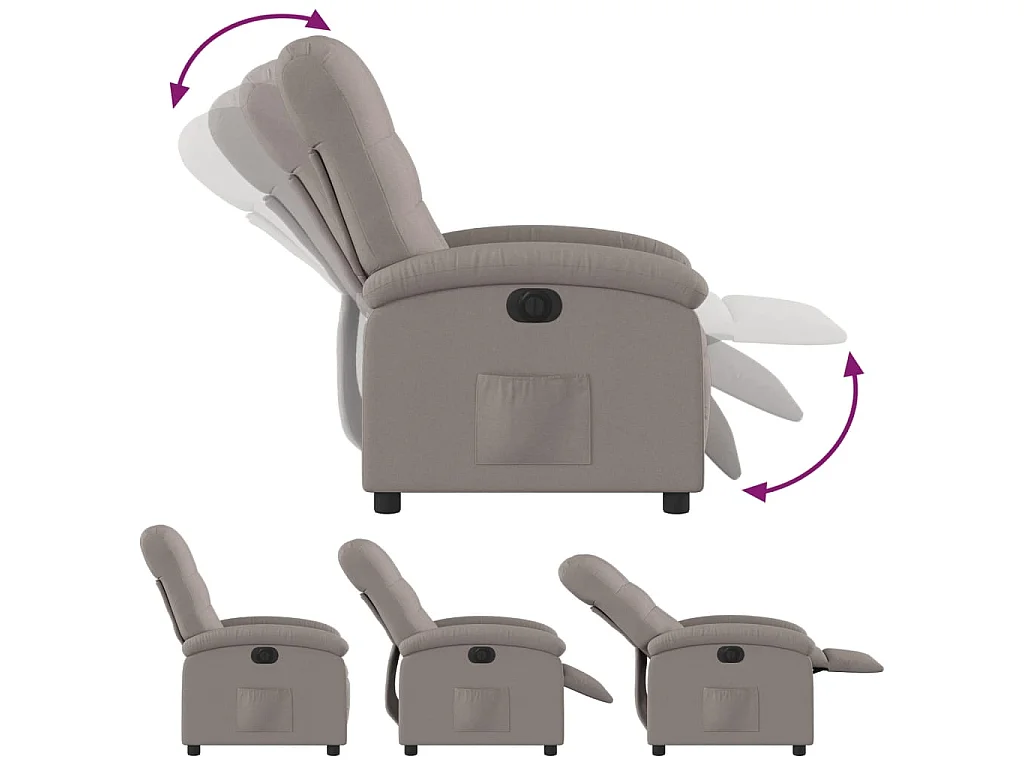 Fauteuil inclinable électrique Taupe Tissu