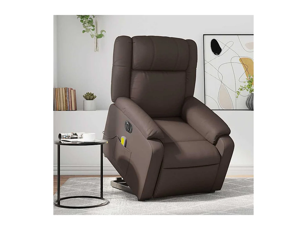 Fauteuil inclinable de massage électrique marron similicuir