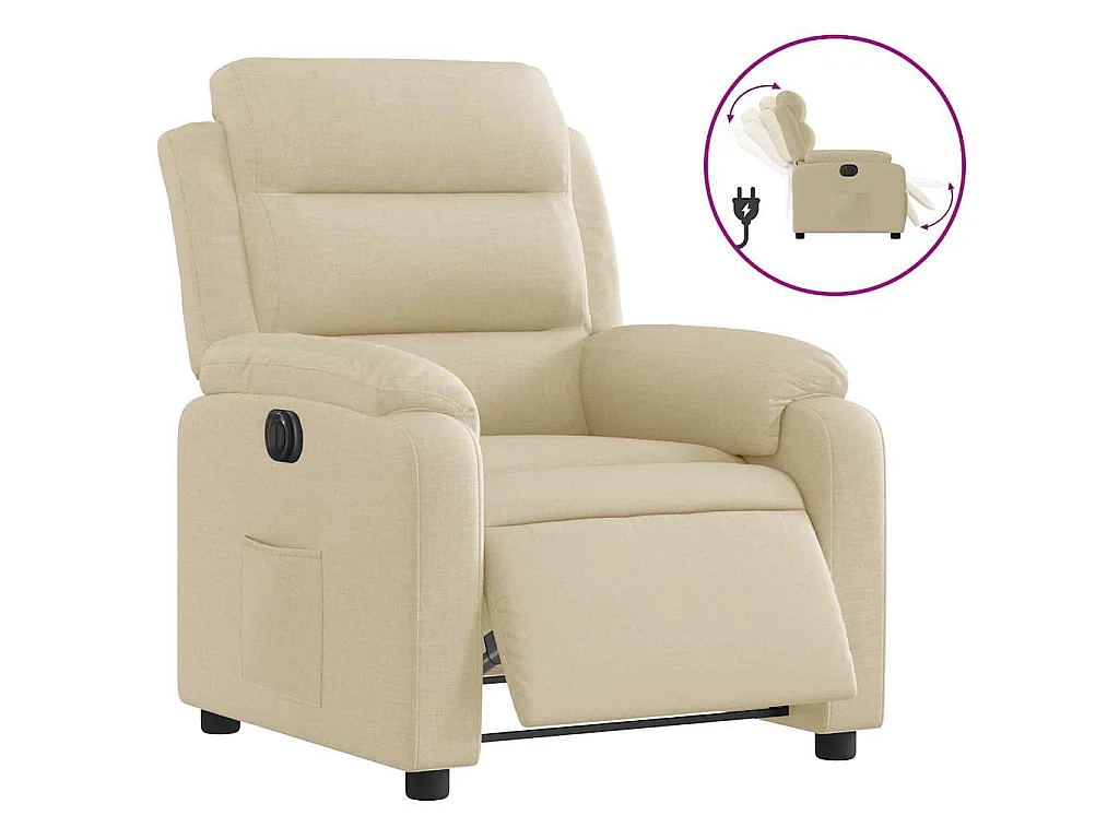 Fauteuil inclinable électrique Crème Tissu