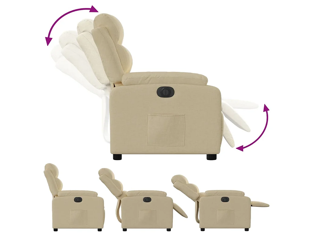 Fauteuil inclinable électrique Crème Tissu