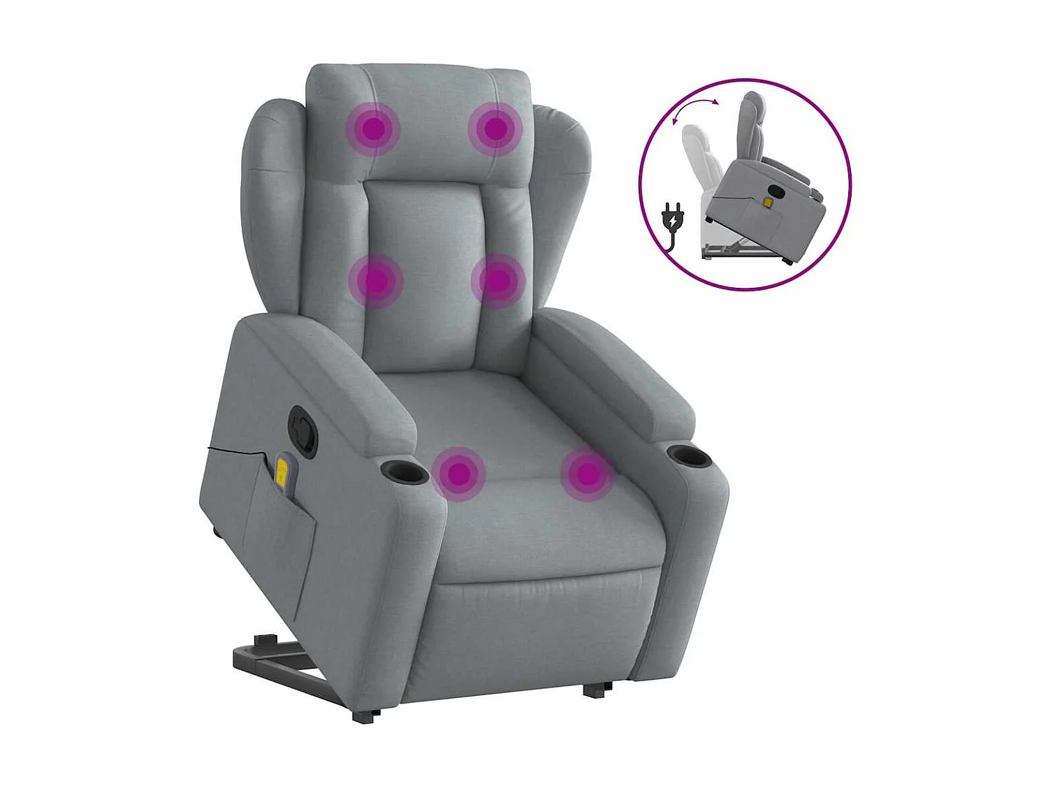 Fauteuil de massage inclinable Gris clair Tissu