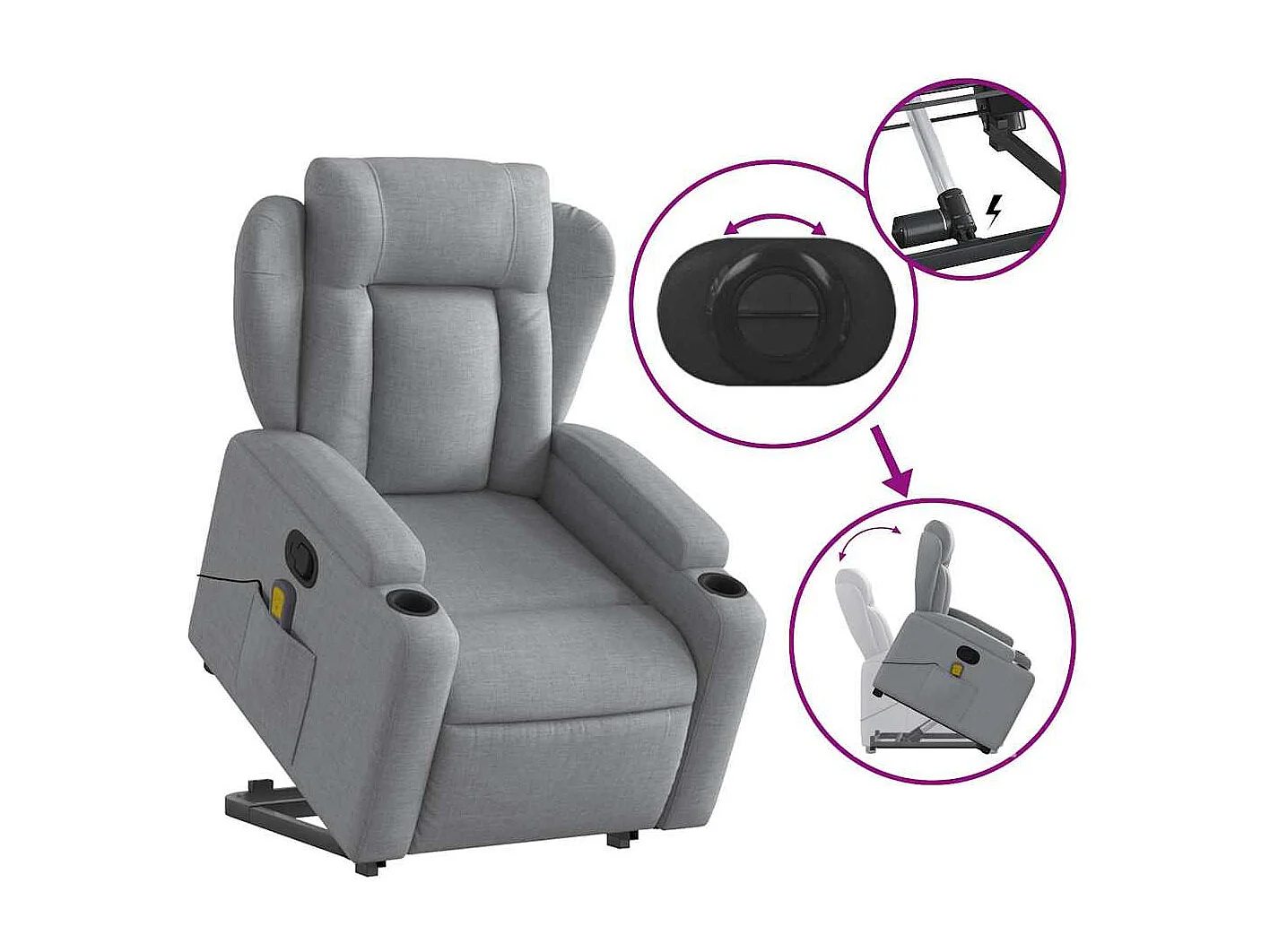 Fauteuil de massage inclinable Gris clair Tissu