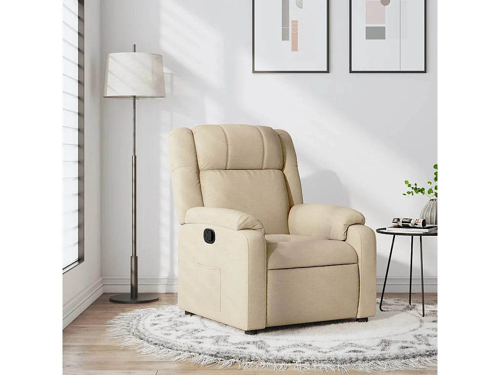 Fauteuil verstelbaar stof crèmekleurig