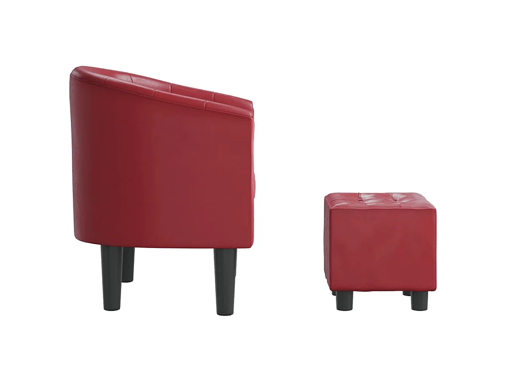 Clubsessel mit Fußhocker Weinrot Kunstleder
