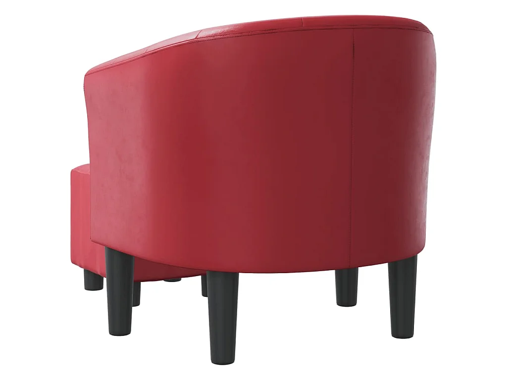Clubsessel mit Fußhocker Weinrot Kunstleder