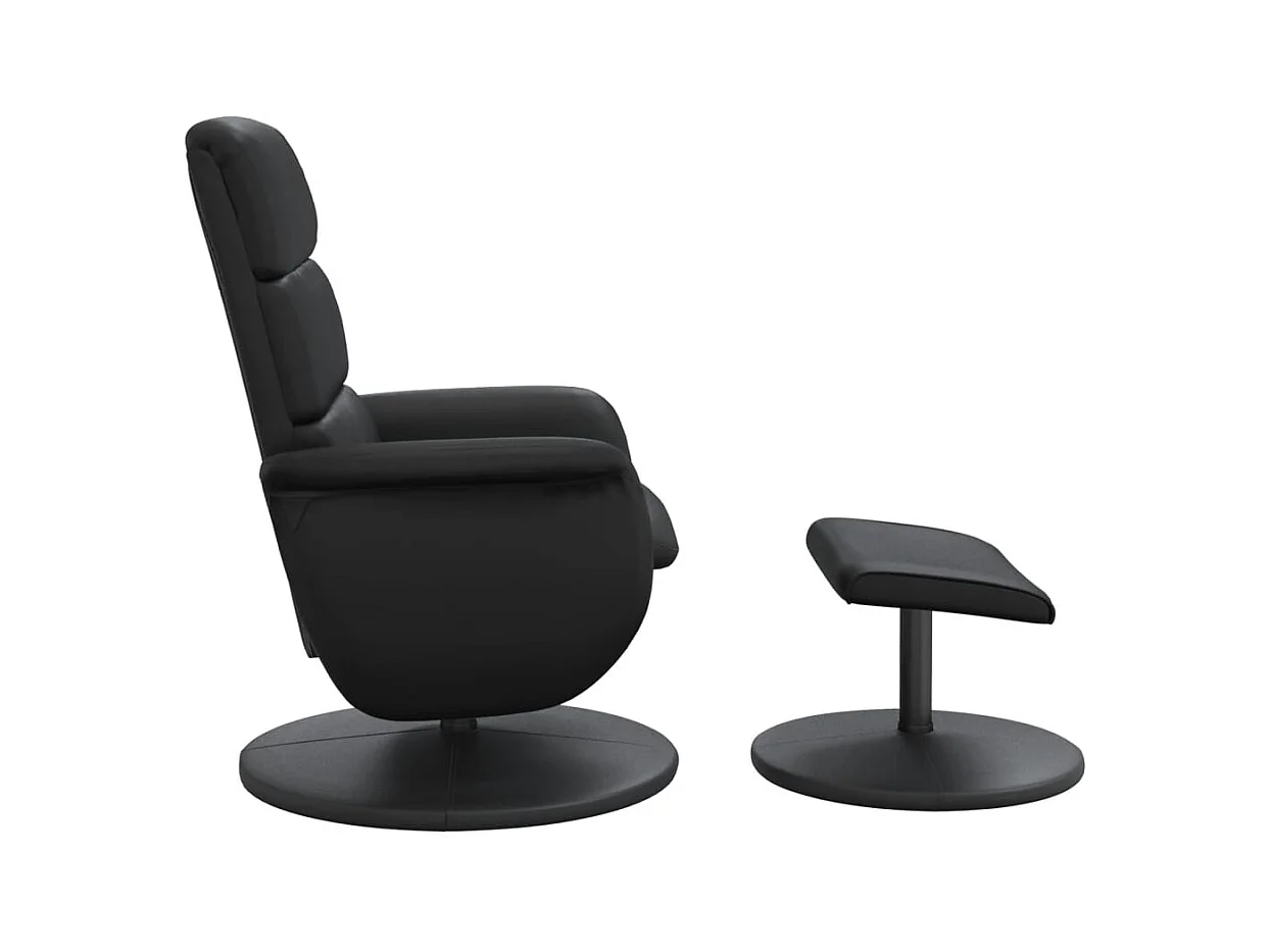 Fauteuil inclinable avec repose-pied noir similicuir