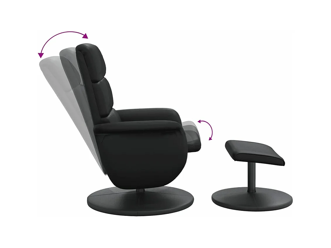 Fauteuil inclinable avec repose-pied noir similicuir