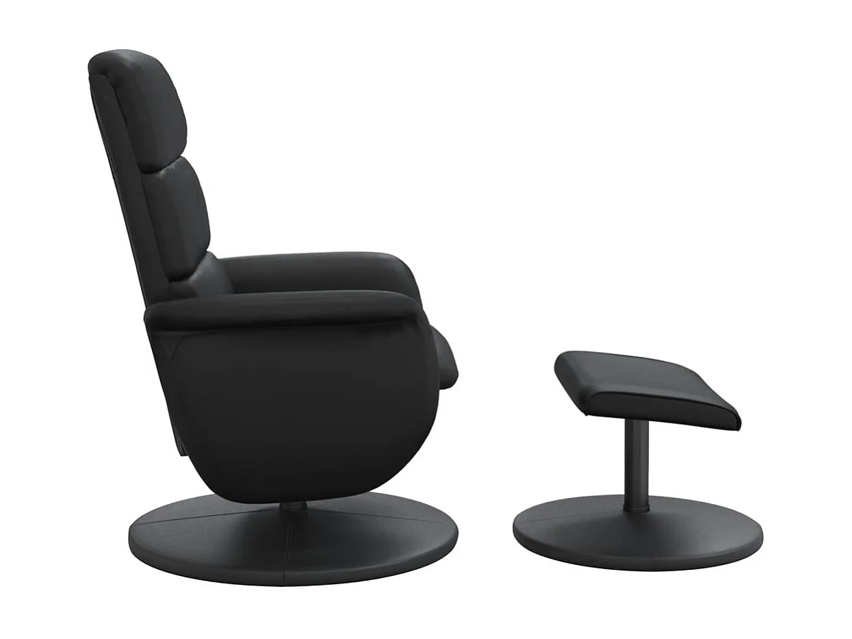 Cadeira reclinável com apoio de pés couro artificial preto