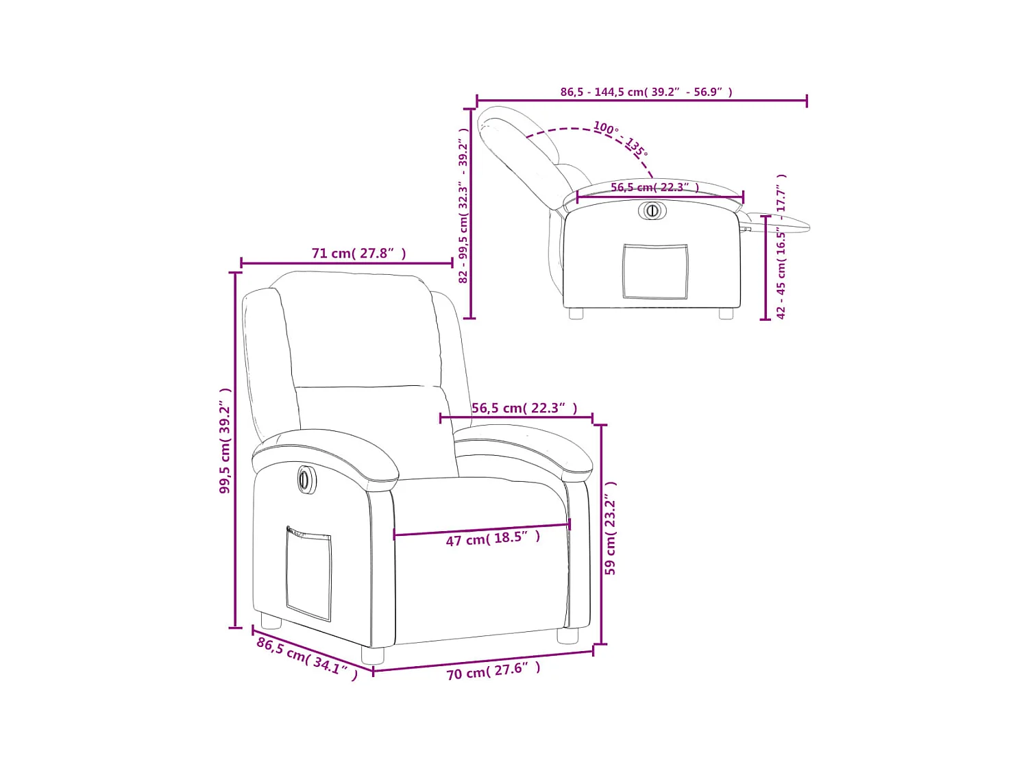 Relaxsessel Elektrisch Creme Stoff