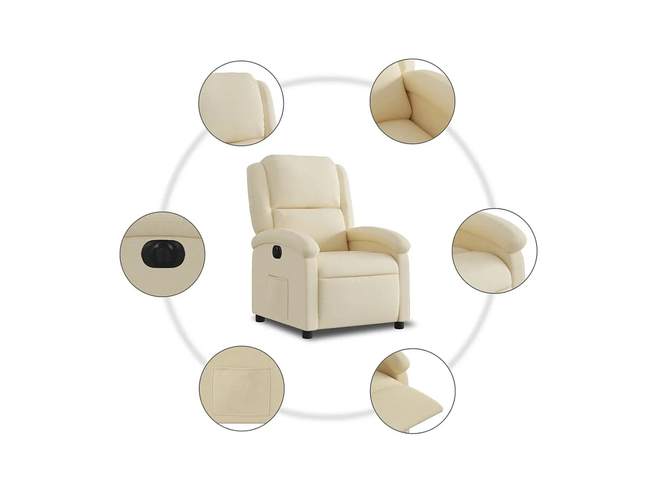 Relaxsessel Elektrisch Creme Stoff