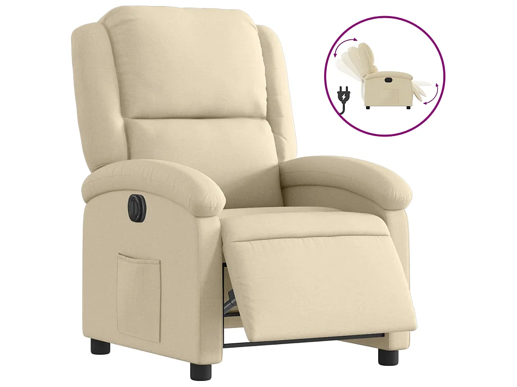 Fauteuil inclinable électrique Crème Tissu